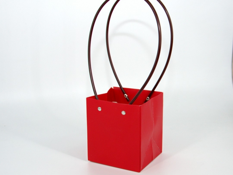 Пакет подарочный "Нежный" квадратный, 11,5х11,5х13 см красный, 10 штук/упак