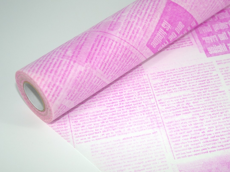 Фетр "Рисунок Газета" 50 см х 20 м/рул, цвет ярко-розовый