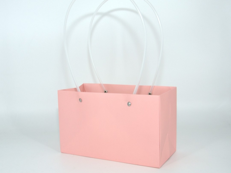 Пакет подарочный "Нежный" прямоуголный,  22х10,5х13,5 см светло-розовый