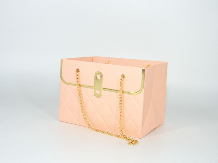 Пакет подарочный прямоугольный,  15х10,5х10,5 см розовый, 10шт/упак