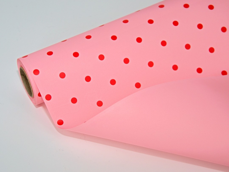 Упак. материал "Цветные горошины", розовый персик, 58смх10м, флористическая пленка 65мкр