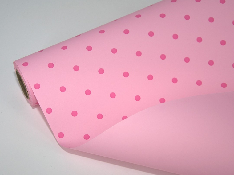 Упак. материал "Цветные горошины", нежно-розовый, 58смх10м, флористическая пленка 65мкр