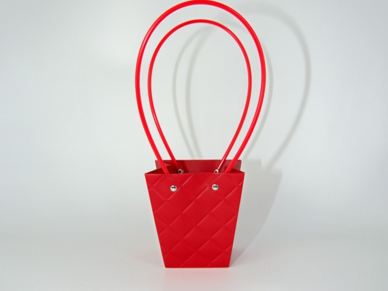 Пакет подарочный "Ромбики" маленький, 8х12х12,5 см красный, 10 штук/упак