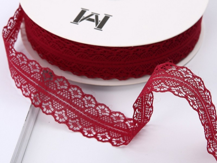 Лента  "Тонкое кружево" 2, винный, 30мм х 50ярд