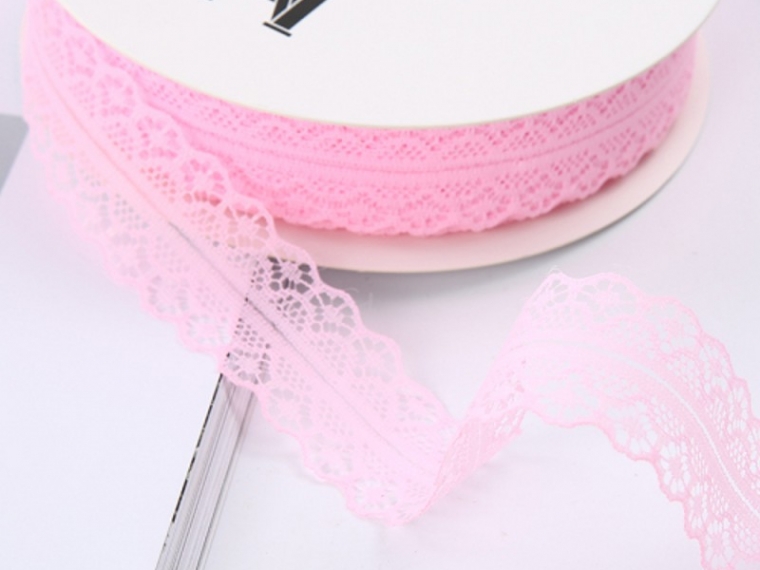 Лента  "Тонкое кружево" 2, розовый, 30мм х 50ярд.