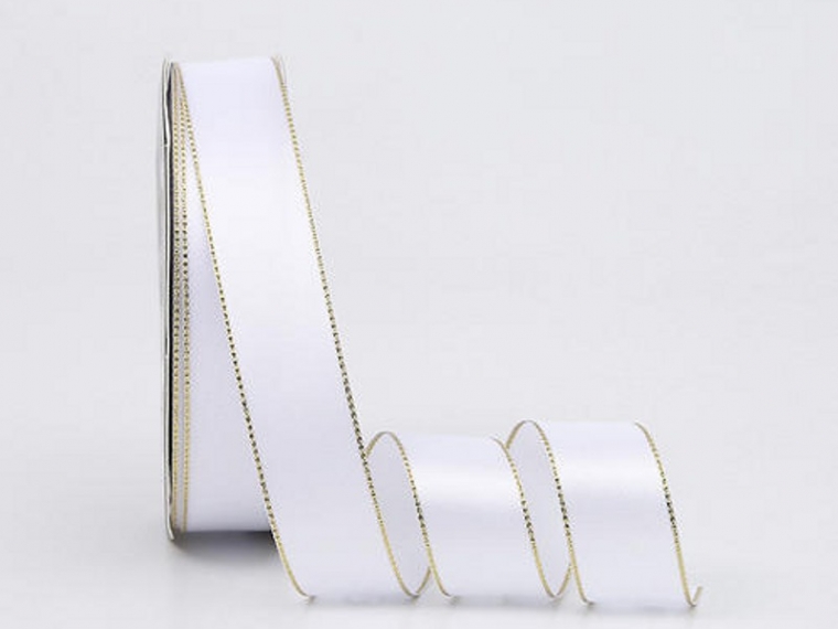 Лента  "Золотая кайма", белый, 25мм х 40ярд.