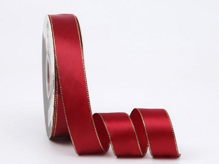 Лента  "Золотая кайма", винный, 25мм х 40ярд.