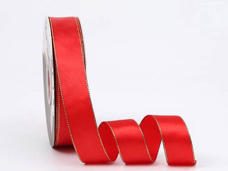 Лента  "Золотая кайма", красный, 25мм х 40ярд.