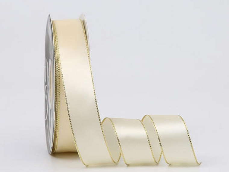 Лента  "Золотая кайма", кремовый, 25мм х 40ярд.