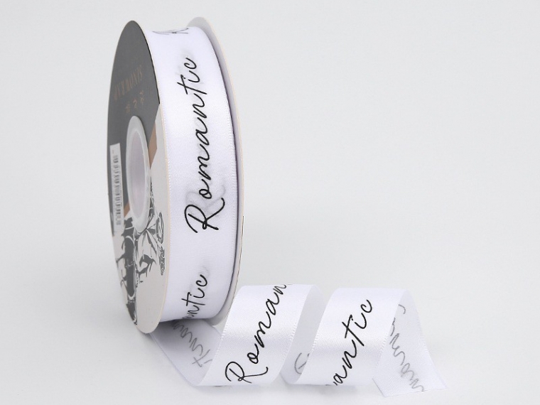 Лента  "Романтик", белый, 25мм х35ярд