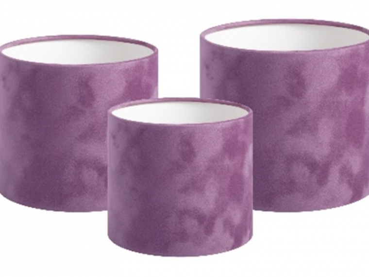 Набор бархатных коробок без крышки, цв. лиловый,  3в1  (14/16/21 см),