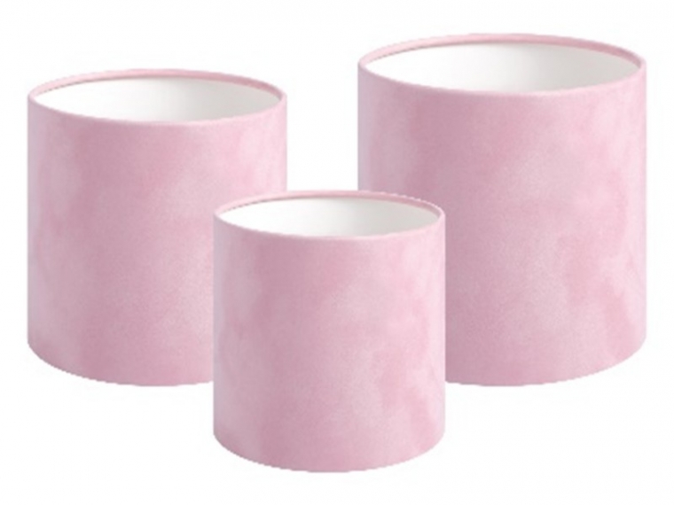 Набор бархатных коробок без крышки, цв. розовый,  3в1  (14/16/21 см),
