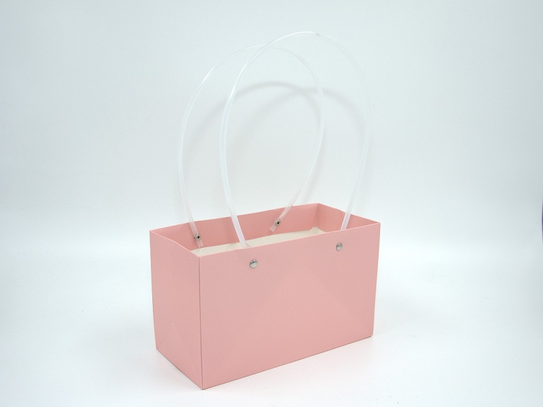 Пакет подарочный "Нежный" прямоуголный,  22х10,5х13,5 см розовый, 10 штук/упак