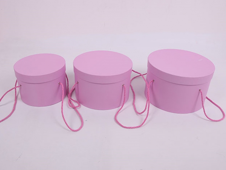 Набор коробок круглых  E2  1/3 Размер:25.5*15cm,  22*14.5cm,  19*13.5cm Цвет: розовый