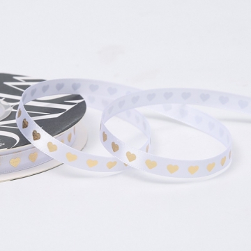 Лента  "Золотые сердца", белый, 10мм х40ярд. в компании Декорпак