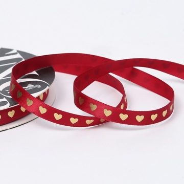 Лента  "Золотые сердца", винный, 10мм х40ярд. в компании Декорпак